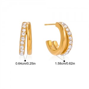 Doul C Shape Design Women Fashion Stainless Steel Wholesale Earrings