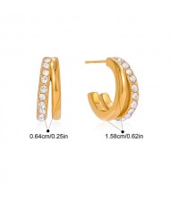 Doul C Shape Design Women Fashion Stainless Steel Wholesale Earrings