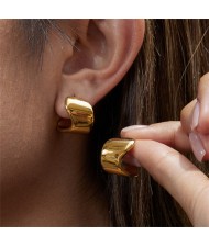 Wide Version C Shape Design Women Fashion Stainless Steel Wholesale Earrings