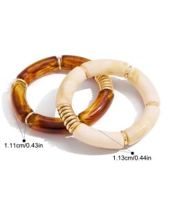 2 Pieces Set Acrylic Bamboo Joint Fashion Stainless Steel Wholesale Bracelet