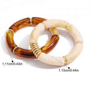 2 Pieces Set Acrylic Bamboo Joint Fashion Stainless Steel Wholesale Bracelet
