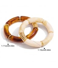 2 Pieces Set Acrylic Bamboo Joint Fashion Stainless Steel Wholesale Bracelet