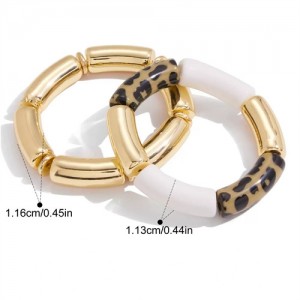 2 Pieces Set Leopard Bamboo Joint Design Fashion Stainless Steel Wholesale Bracelet