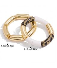 2 Pieces Set Leopard Bamboo Joint Design Fashion Stainless Steel Wholesale Bracelet