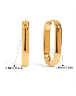 Oval Simple Design Women Fashion Stainless Steel Wholesale Earrings