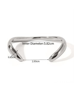 Irregular Open-end Design 18K Gold Plated Fashion Stainless Steel Wholesale Bangle - Silver