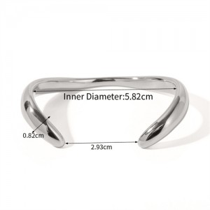 Irregular Open-end Design 18K Gold Plated Fashion Stainless Steel Wholesale Bangle - Silver