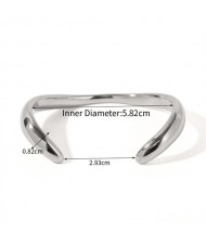 Irregular Open-end Design 18K Gold Plated Fashion Stainless Steel Wholesale Bangle - Silver