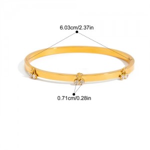 Shiny Cherry Decor Thick Golden Fashion Stainless Steel Woman Wholesale Bangle