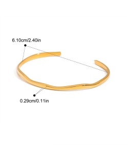 Simple Open-end Design Thin Fashion Stainless Steel Woman Wholesale Bangle - Golden