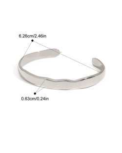 Irregular Open-end Wide Version Design Fashion Stainless Steel Woman Wholesale Bangle - Silver