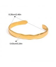 Irregular Open-end Wide Version Design Fashion Stainless Steel Woman Wholesale Bangle - Golden