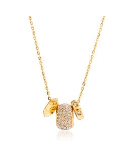 Cubic Zirconia Three Circel Combo Pendant Fashion Women Stainless Steel Wholesale Necklace