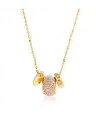 Cubic Zirconia Three Circel Combo Pendant Fashion Women Stainless Steel Wholesale Necklace