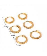 3 Pairs set Mini Circle Simple Design Women Fashion Stainless Steel Wholesale Earrings