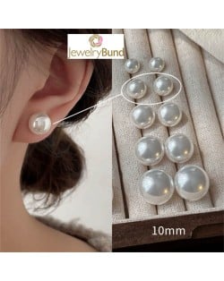 Korean Fashion Elegant Pearl 925 Silver Needle Fair Maiden Earrings - White
