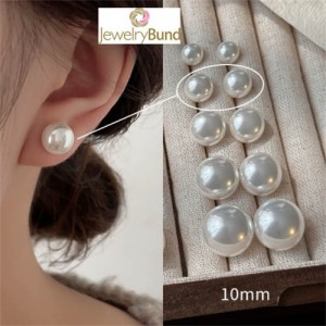 Korean Fashion Elegant Pearl 925 Silver Needle Fair Maiden Earrings - White