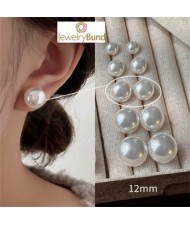 Korean Fashion Elegant Pearl 925 Silver Needle Fair Maiden Earrings - White