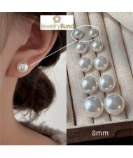 Korean Fashion Elegant Pearl 925 Silver Needle Fair Maiden Earrings - White