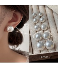 Korean Fashion Elegant Pearl 925 Silver Needle Fair Maiden Earrings - White