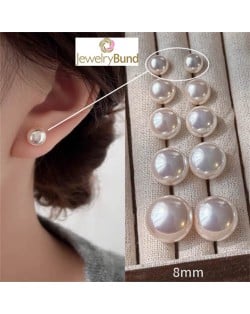 Korean Fashion Elegant Pearl 925 Silver Needle Fair Maiden Earrings - Light Pink
