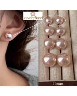 Korean Fashion Elegant Pearl 925 Silver Needle Fair Maiden Earrings - Dark Pink