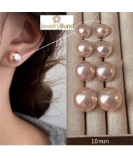 Korean Fashion Elegant Pearl 925 Silver Needle Fair Maiden Earrings - Dark Pink