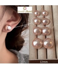 Korean Fashion Elegant Pearl 925 Silver Needle Fair Maiden Earrings - Dark Pink