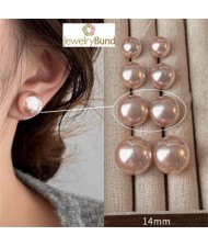 Korean Fashion Elegant Pearl 925 Silver Needle Fair Maiden Earrings - Dark Pink