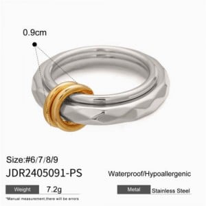 Contrast Color Design Stainless Steel Twist Waterproof Stackable Statement Ring