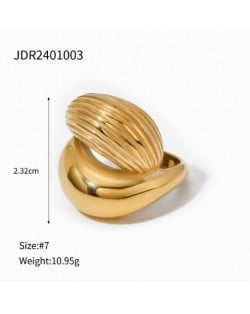 Unique Twisted Design Golden Fashion Costume Stainless Steel Ring