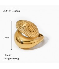 Unique Twisted Design Golden Fashion Costume Stainless Steel Ring