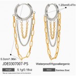Tassel Chains Contrast Color Design Stainless Steel Hoop Earrings