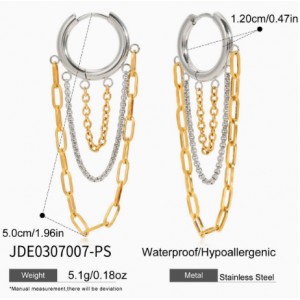 Tassel Chains Contrast Color Design Stainless Steel Hoop Earrings