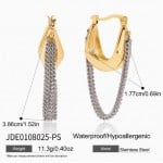 Silver Tassel Chains Golden Asymmetrical Design Stainless Steel Costume Earrings