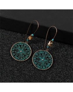 Artificial Turquoise Flower Design Round Women Shoulder Duster Wholesale Earrings