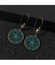 Artificial Turquoise Flower Design Round Women Shoulder Duster Wholesale Earrings