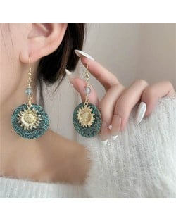 Bohemian Sunflower Design Vintage Round Women Shoulder Duster Wholesale Earrings