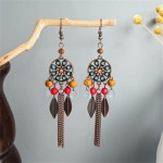 Bohemian Style Vintage Leaves Tassel Women Shoulder Duster Wholesale Earrings
