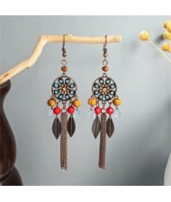 Bohemian Style Vintage Leaves Tassel Women Shoulder Duster Wholesale Earrings