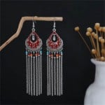 Vintage Red Long Tassel Women Shoulder Duster Wholesale Earrings