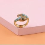 Internet Celebrity Fashion Oil-spot Glaze Animal Series Snake Design Women Ring - Blue