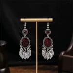 Vintage Mexican Fashion Totem Inscribed Tassel Women Shoulder Duster Wholesale Earrings - Red