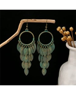Vintage Green Leaves Tassel Women Shoulder Duster Wholesale Earrings