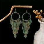 Vintage Green Leaves Tassel Women Shoulder Duster Wholesale Earrings