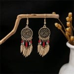 Vintage Hollow Floral Design Leaves Tassel Women Shoulder Duster Wholesale Earrings - Golden