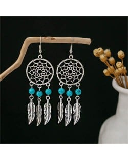 Vintage Hollow Web Design Leaves Tassel Women Shoulder Duster Wholesale Earrings