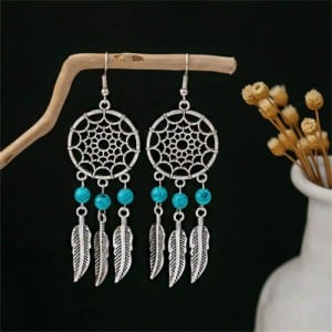 Vintage Hollow Web Design Leaves Tassel Women Shoulder Duster Wholesale Earrings