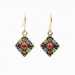 Vintage Colorful Gems Inlaid Rhombus Shape Tassel Women Shoulder Duster Wholesale Earrings