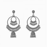 Vintage Bells Design Hoop Tassel Women Shoulder Duster Wholesale Earrings - Silver